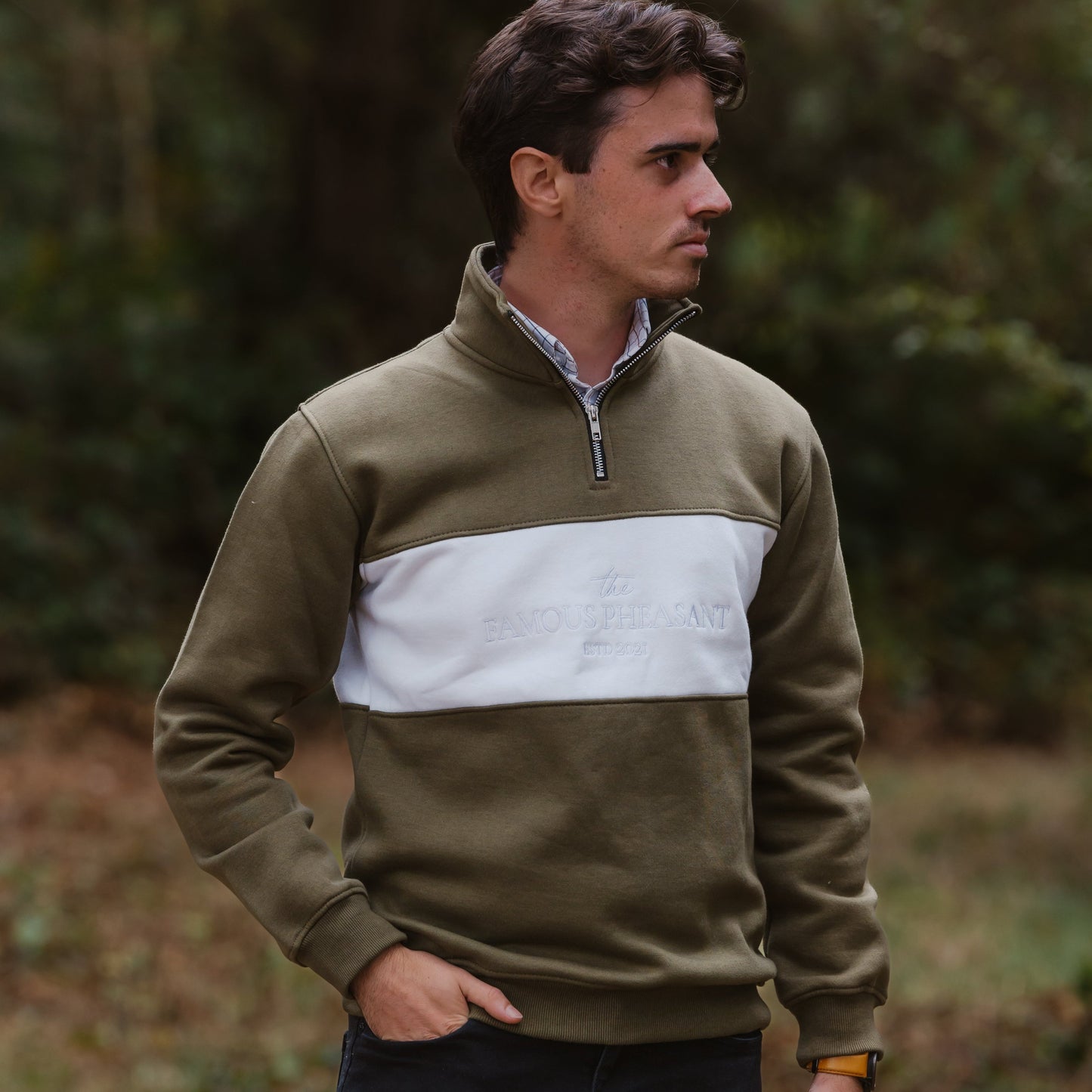 The Newmarket 1/4 Zip - Mens - Olive