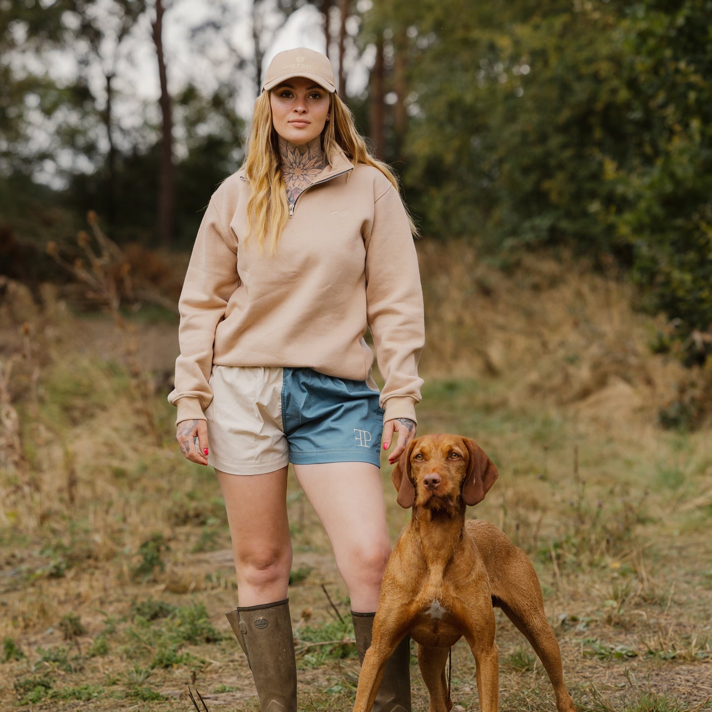 The Harlequin Rugby Shorts - Womens - Cream & Aqua Blue