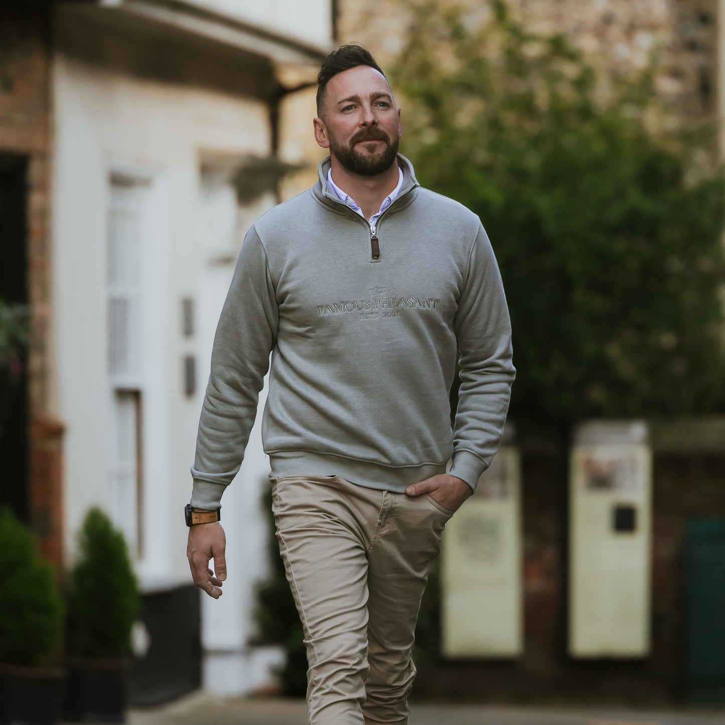 The Felbrigg 1/4 Zip - Mens - Sage Green