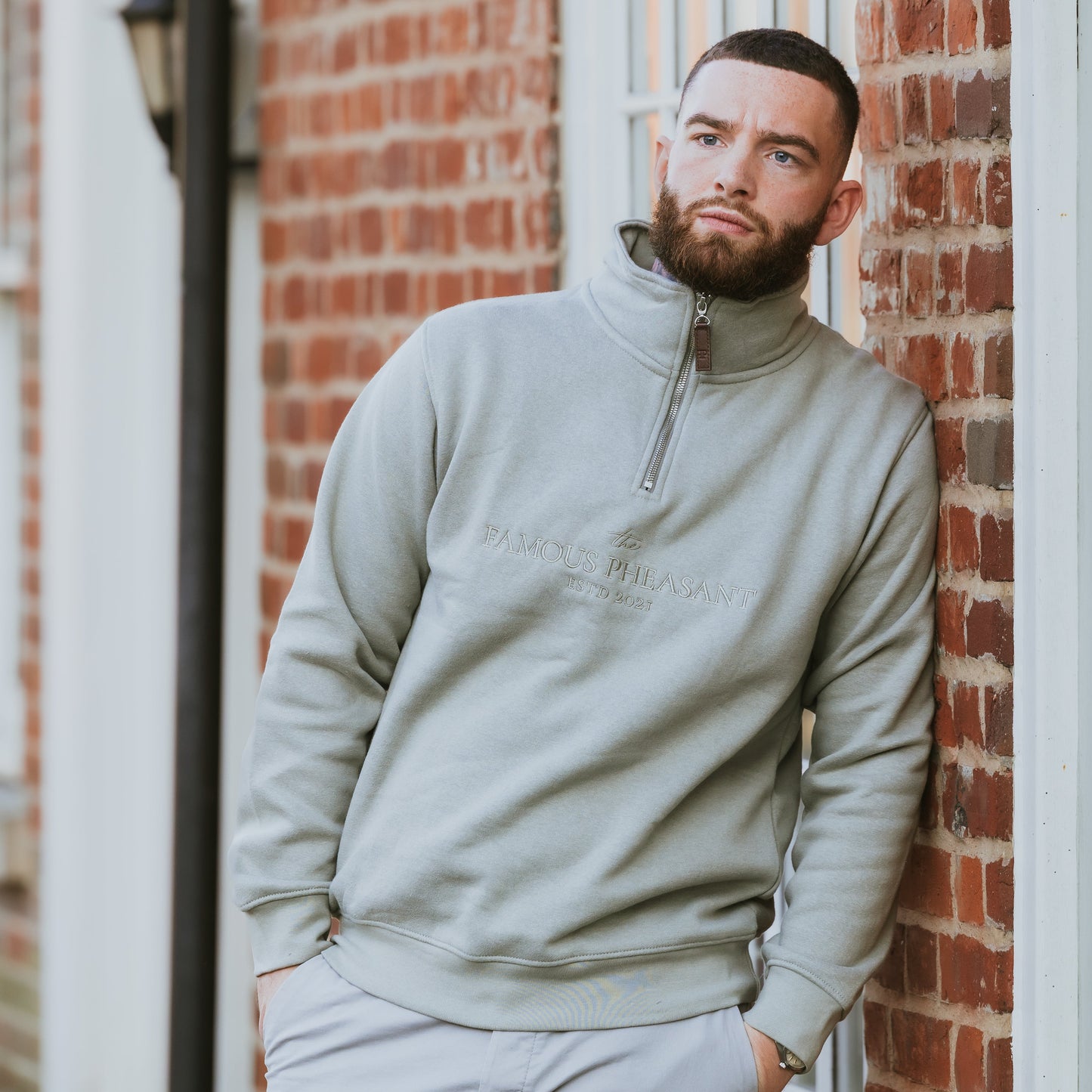 The Felbrigg 1/4 Zip - Mens - Sage Green