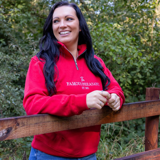 The Famous Pheasant Womens Red Deluxe 1/4 Zip