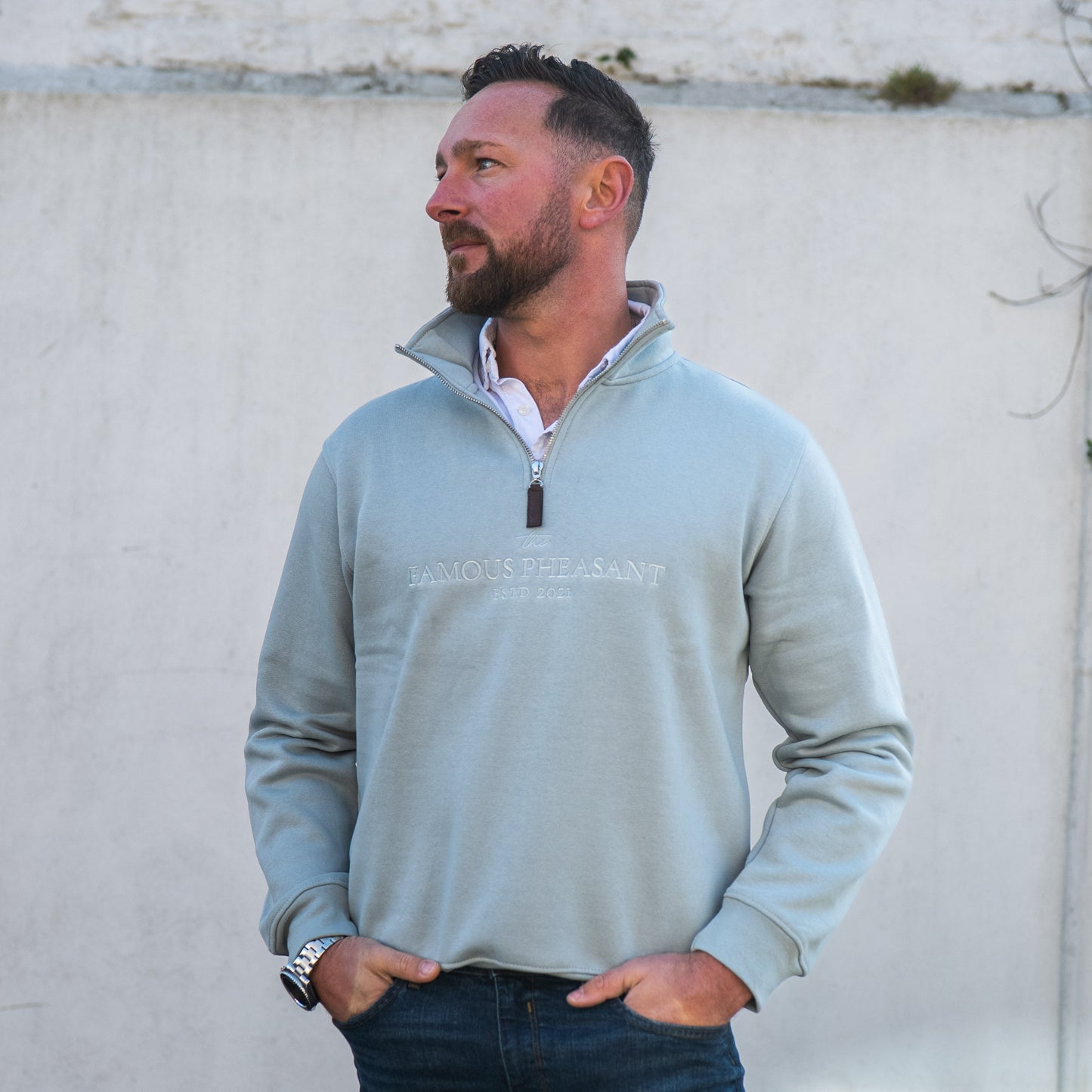 The Felbrigg 1/4 Zip - Mens - Sky Blue