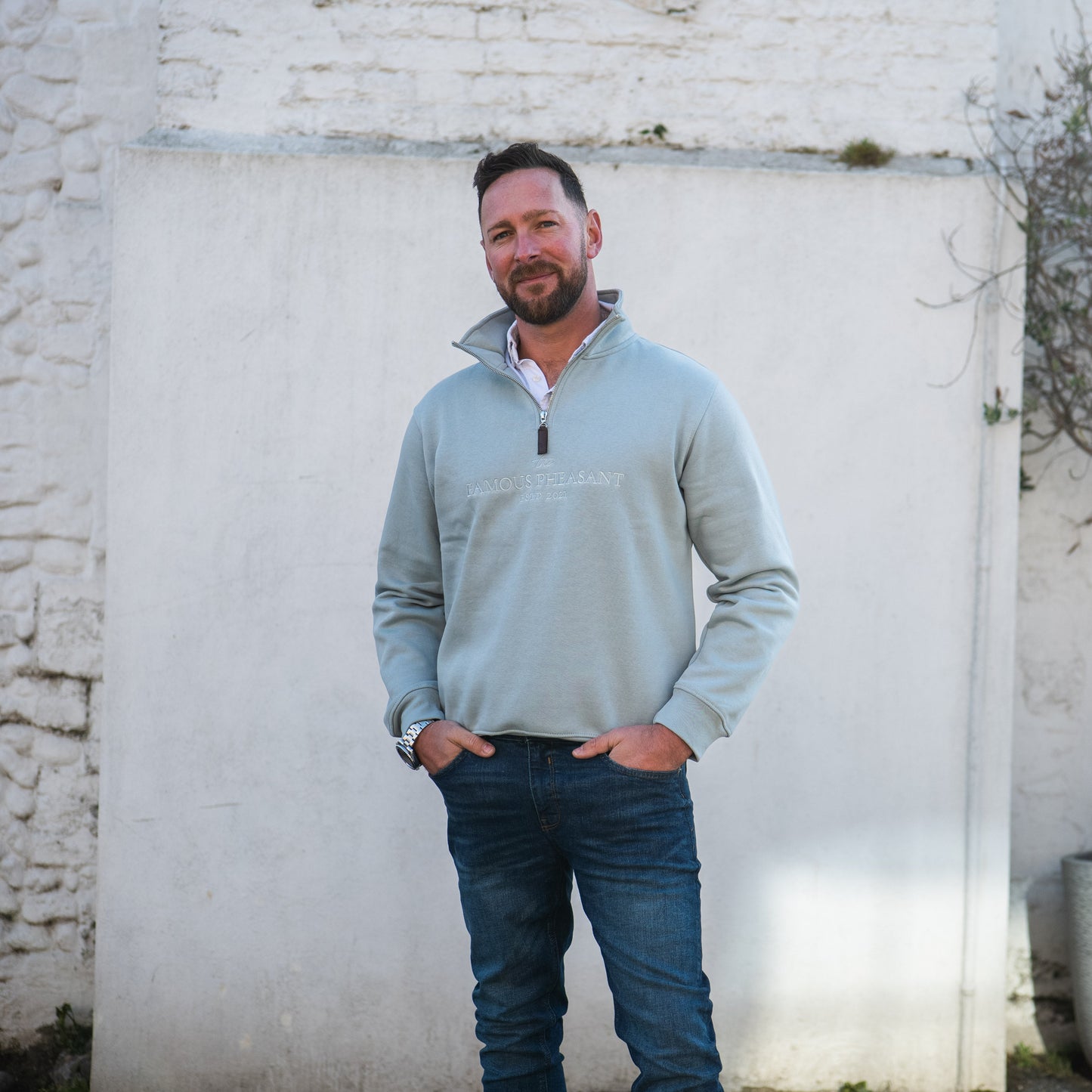 The Felbrigg 1/4 Zip - Mens - Sky Blue