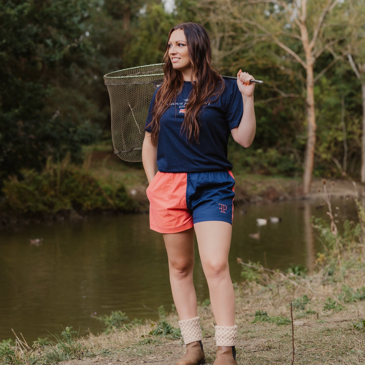 The Harlequin Rugby Shorts - Womens - Navy & Peach