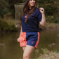 The Harlequin Rugby Shorts - Womens - Navy & Peach