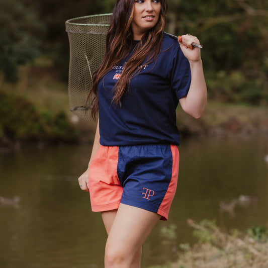 The Harlequin Rugby Shorts - Womens - Navy & Peach