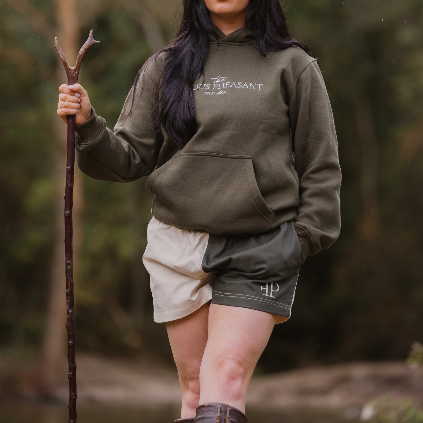 The Harlequin Rugby Shorts - Womens - Cream & Dark Olive