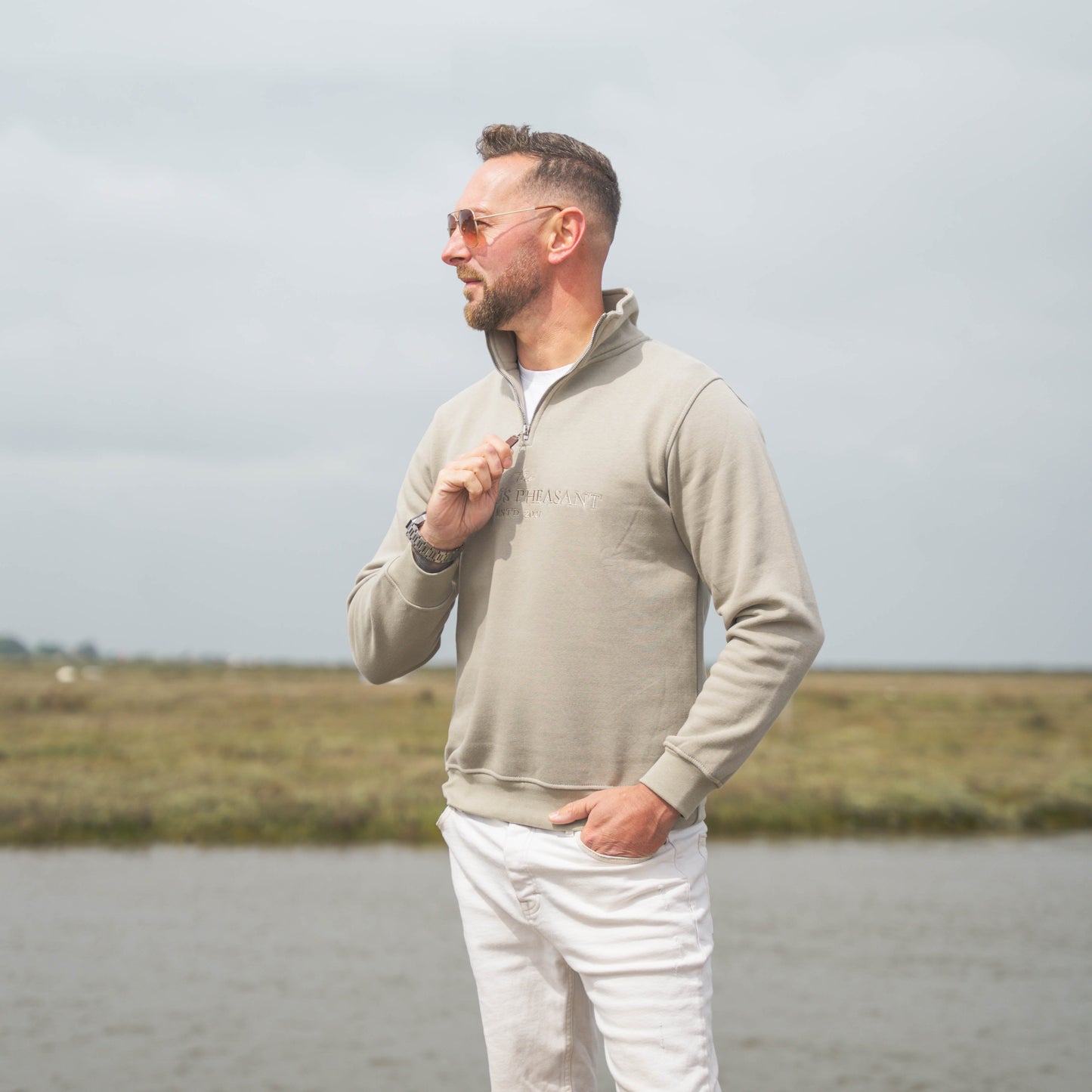 The Felbrigg 1/4 Zip - Mens - Sage Green