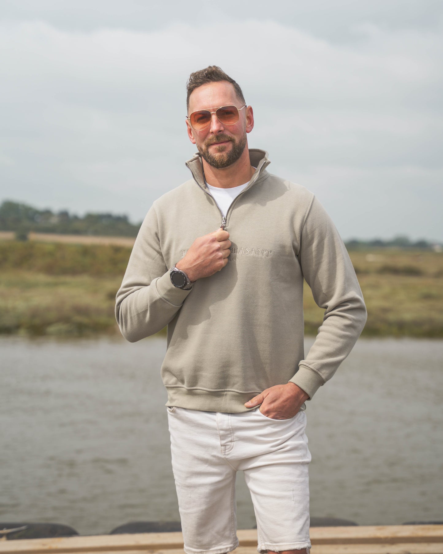 The Felbrigg 1/4 Zip - Mens - Sage Green