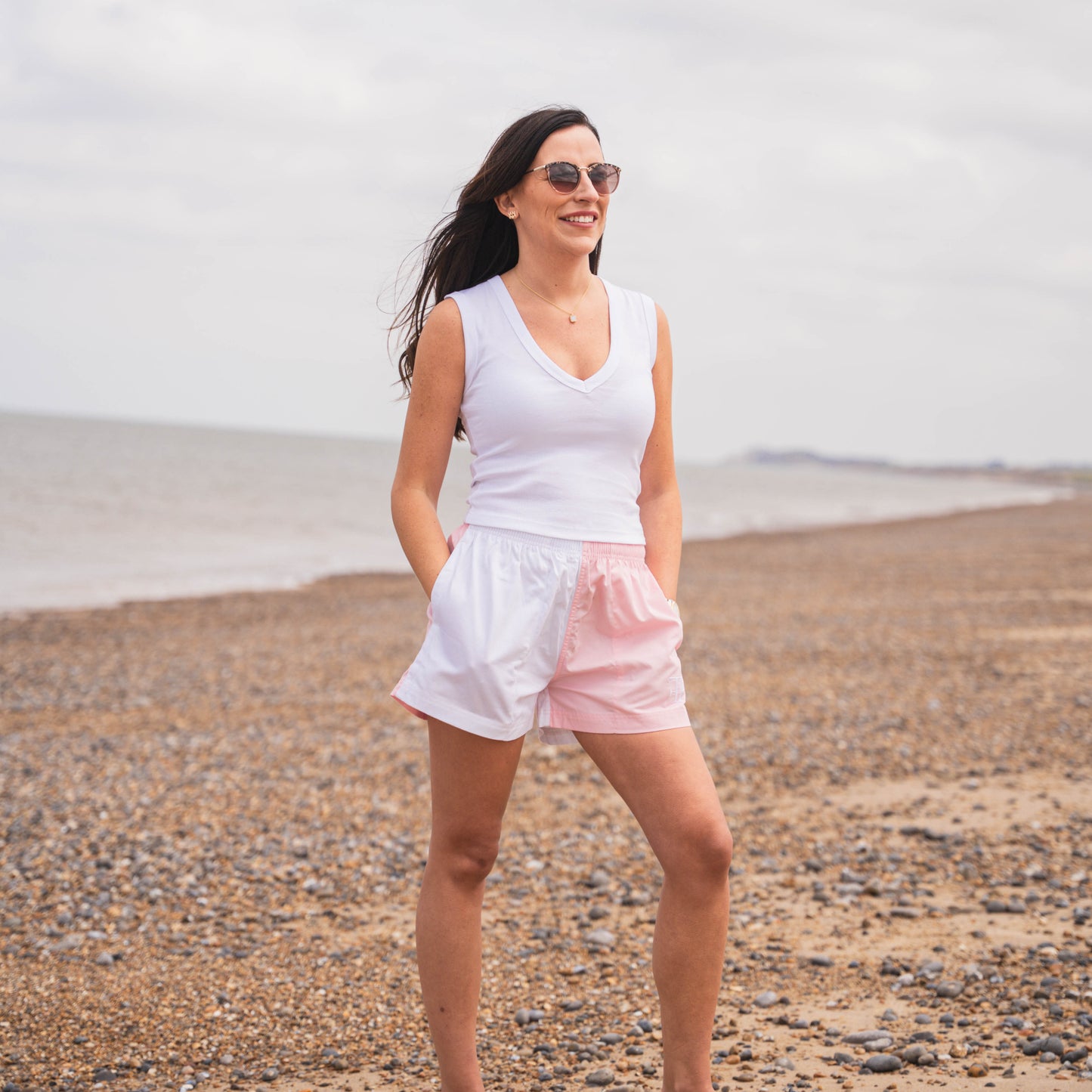 The Harlequin Rugby Shorts - Womens - Pink & White
