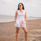 The Harlequin Rugby Shorts - Womens - Pink & White
