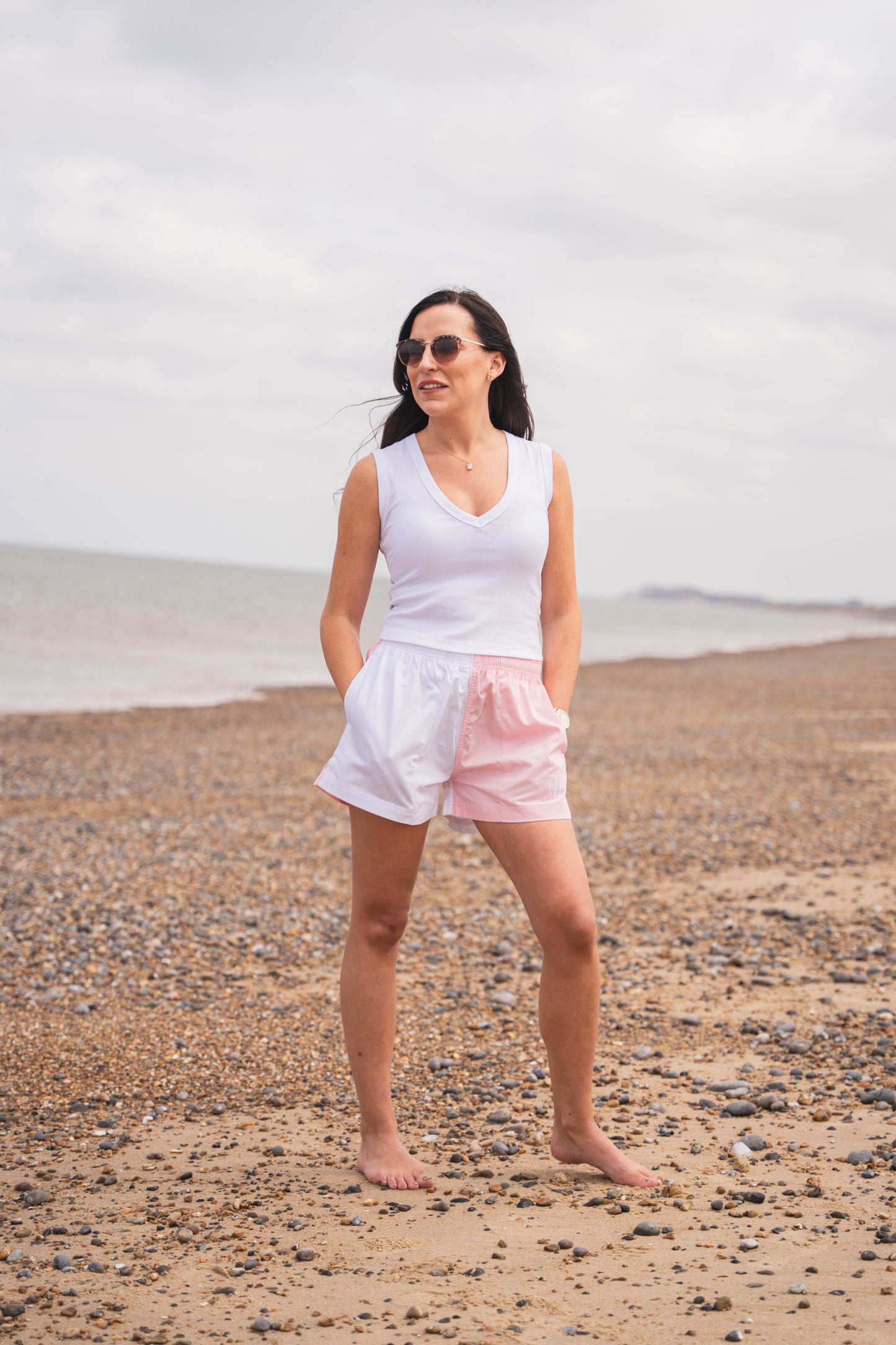 The Harlequin Rugby Shorts - Womens - Pink & White