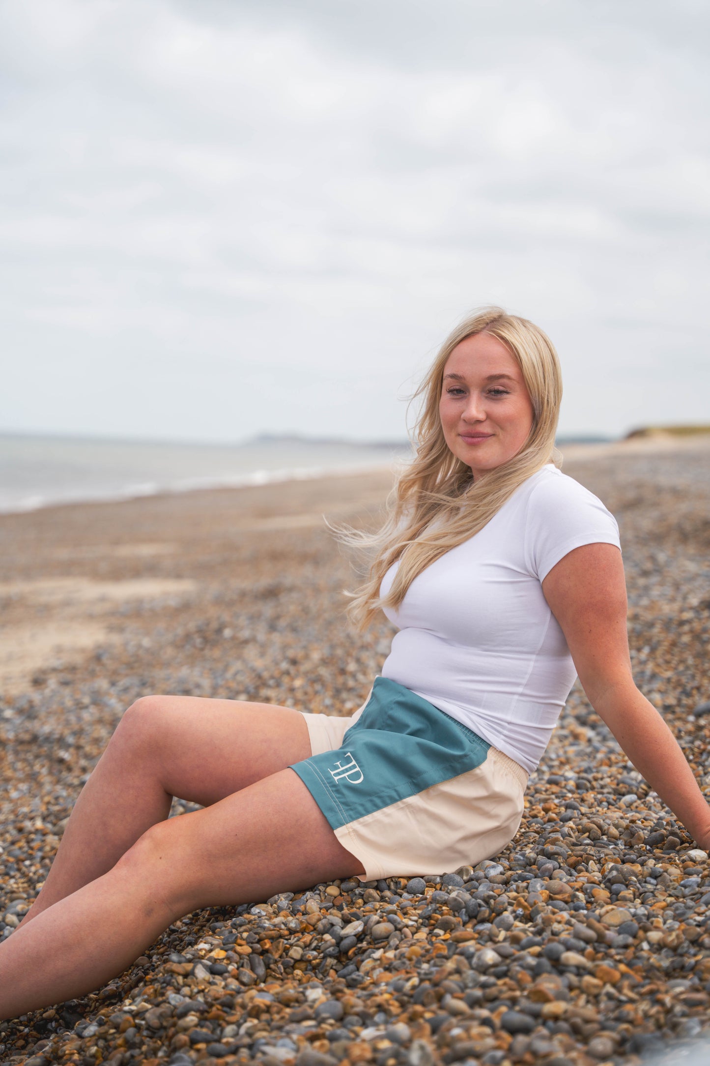The Harlequin Rugby Shorts - Womens - Cream & Aqua Blue