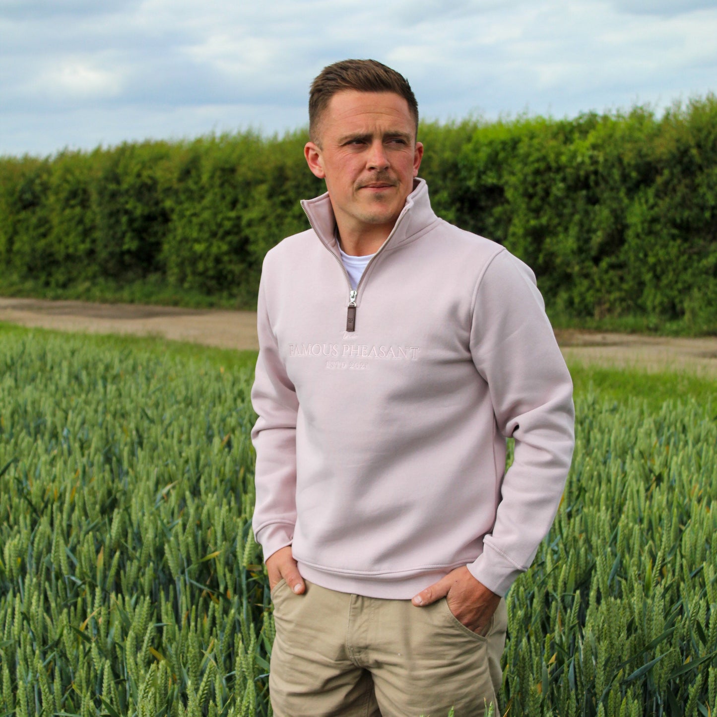 The Felbrigg 1/4 Zip - Mens - Blush Pink