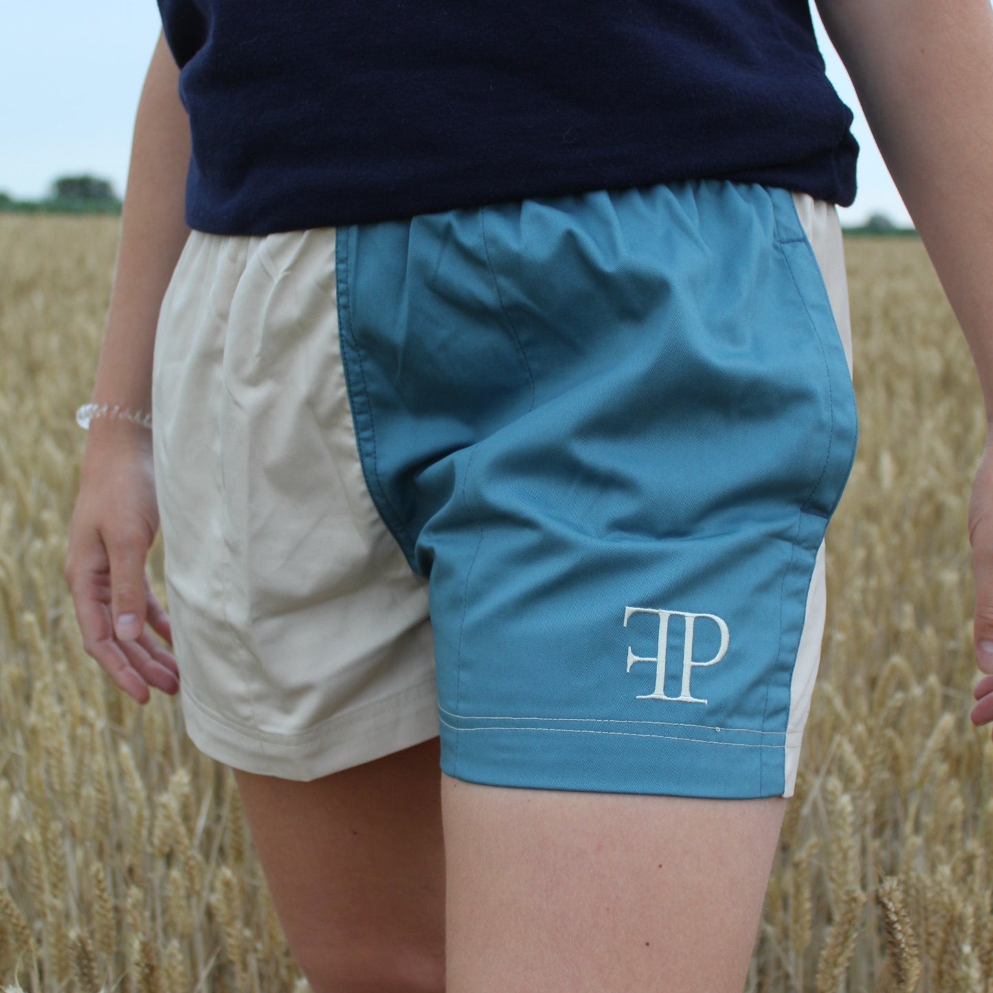 The Harlequin Rugby Shorts - Womens - Aqua & Dark Olive