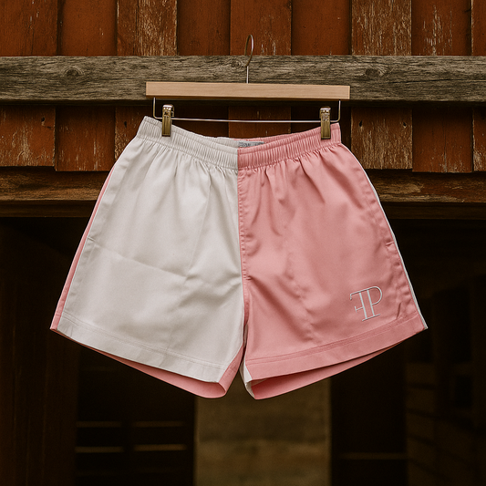 The Harlequin Rugby Shorts - Mens - Pink & White