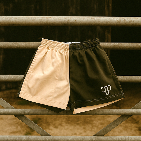The Harlequin Rugby Shorts - Mens - Cream & Dark Olive