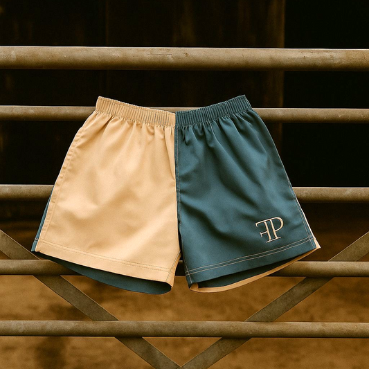 The Harlequin Rugby Shorts - Mens - Cream & Aqua Blue